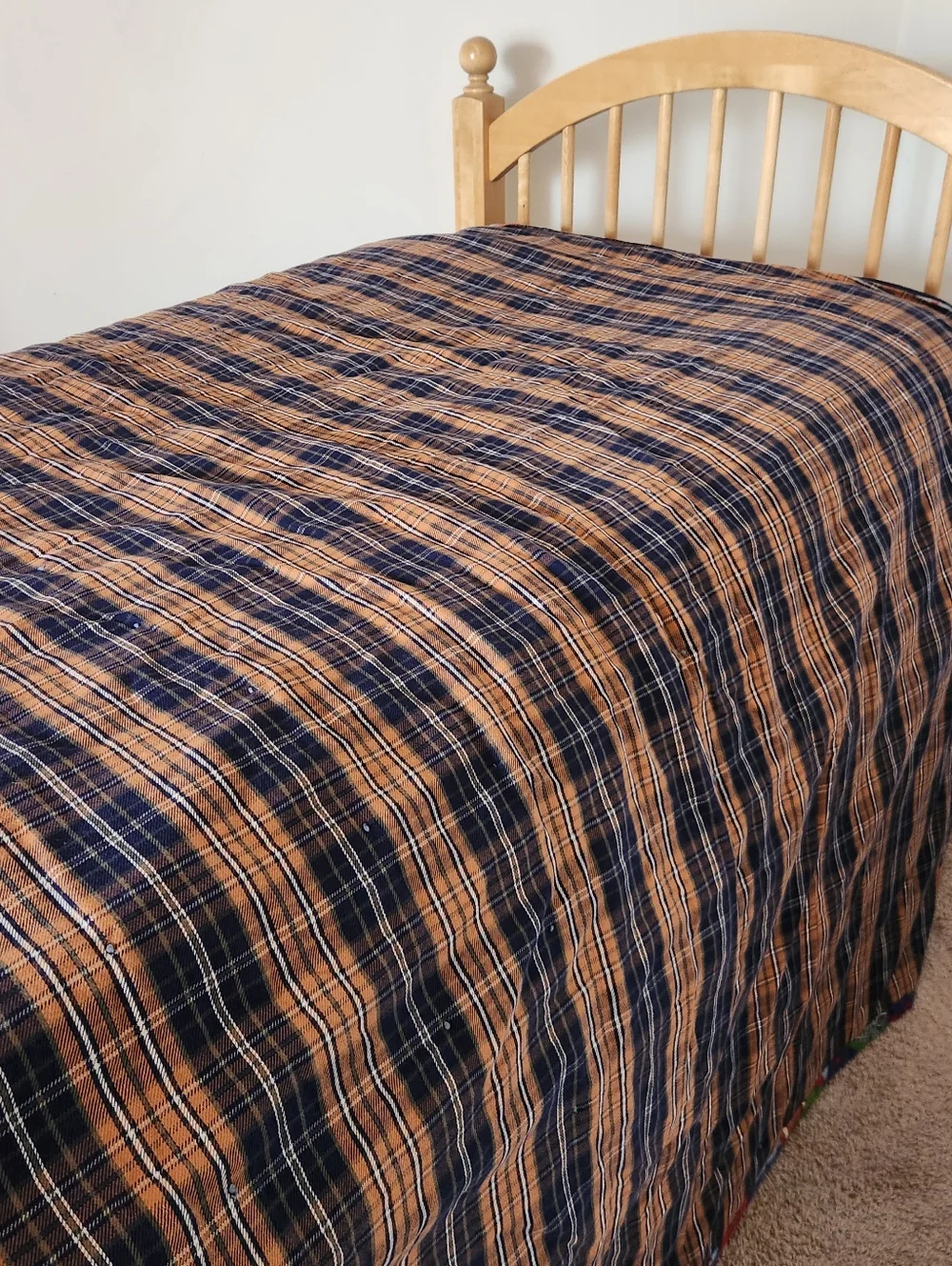 HANDMADE Quilt Twin Sports Football Soccer Boys Cotton Plaid Flannel Back Tied